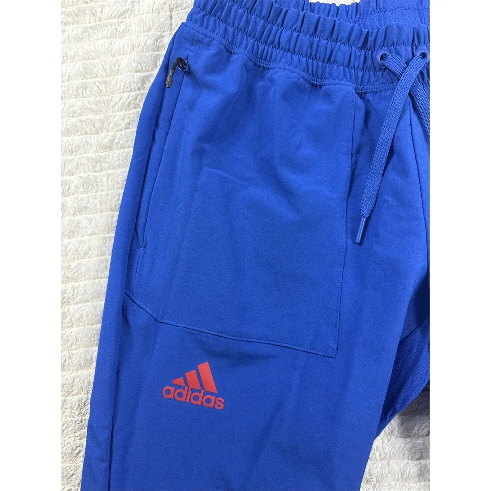 Adidas Kansas Jayhawks Team Issued Joggers Warm Up Pants Blue Mens Medium 32x30